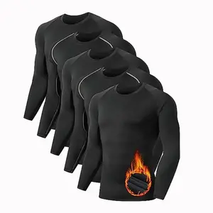 Men’s 5-Pack Thermal Compression Shirts, Fleece-Lined Long-Sleeve Athletic Base Layers — Cold-Weather Workout Tops for Activewear & Fitness