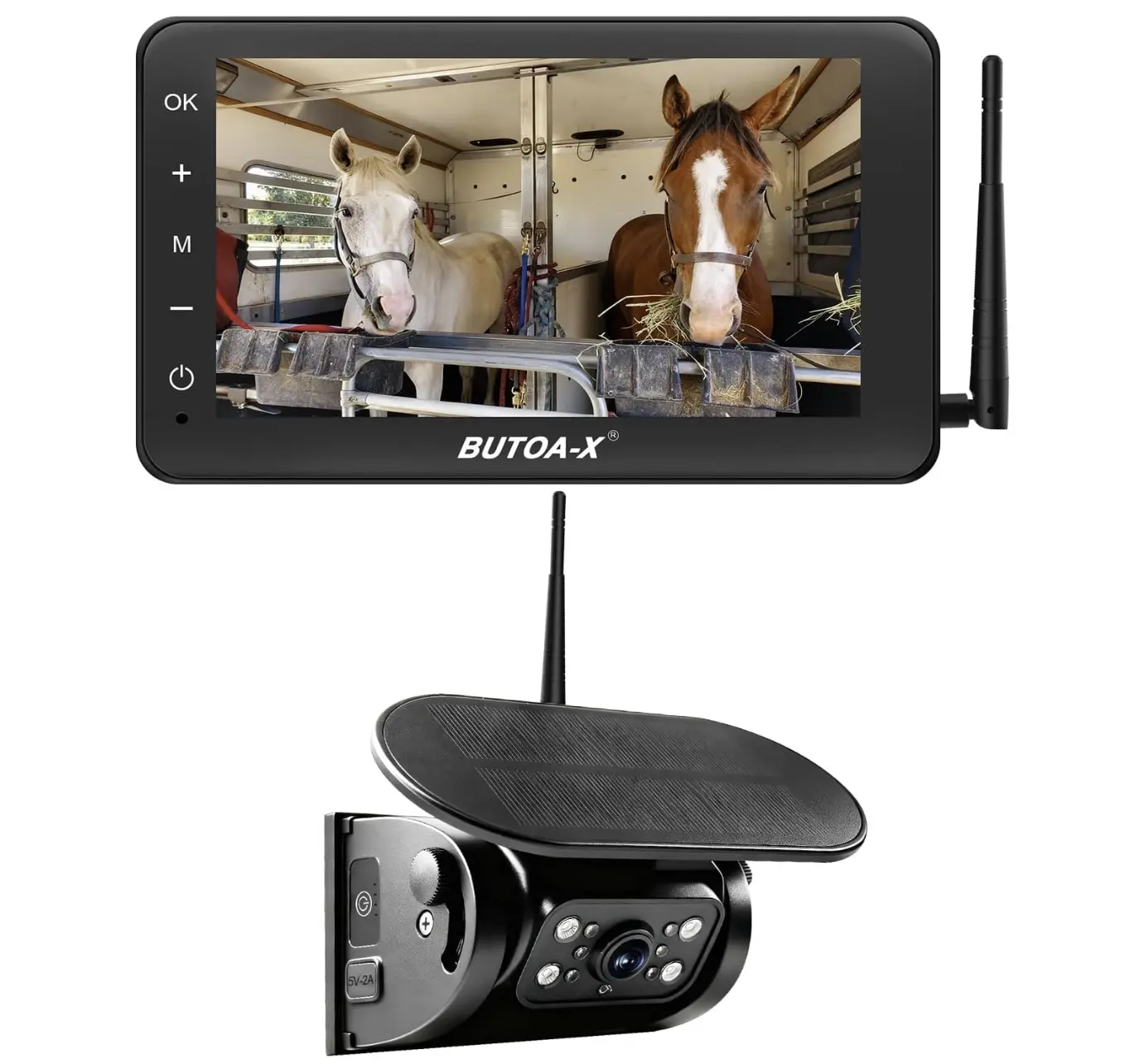 BUTOA-X X7 Wireless Solar Magnetic Backup Camera, Remote & Digital Safety Features for RV, Truck - 15000mAh Battery, 7” Monitor, 320FT Range, 5th Wheel Hitch/Gooseneck