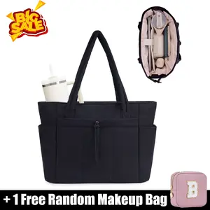 Wandering Nature Puffer Tote Bag for Women – Quilted Laptop Shoulder Bag with Cup Holder, Trolley Sleeve, and Multiple Compartments, Lightweight Travel & Work Nurse Bag