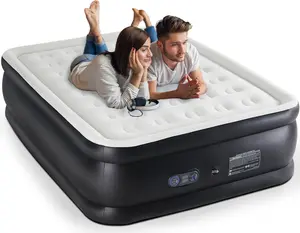 Inflatable Air Bed with Built-in Electric Pump, Double Height Camping Air Mattress 660lbs Capacity, Non-Slip Bottom Moisture Wicking Soft Top for Bedroom Guest Outdoor Use