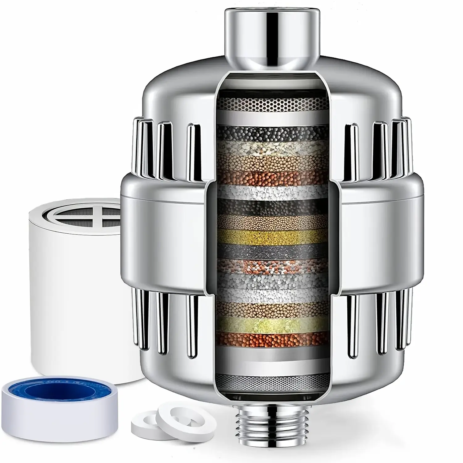 1pc High-Output PVC Filtered Wall Mount Bathroom Shower Filter - Boosts Skin Health, Improves Hair & Nail Condition, Reduces Dry Itchy Skin, Dandruff & Eczema - Indoor Bathroom Shower System Essential (No Excessive Chemical Exposure), Enhances Skin