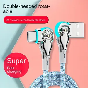 USB-C/Lighting Fast Charging Data Cable, Lightweight Dual-Head Rotating Design, Supports Flash Charge, Compatible with iPhone Android Samsung Xiaomi Oppo, Data Sync Cable