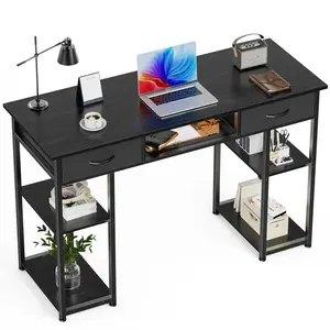 edx Small Desk Fabric Drawers & Storage Shelves, Home Office Computer Desk, Writing Desk Small Space Desk Study Table for Home, Bedroom, 48 Inch