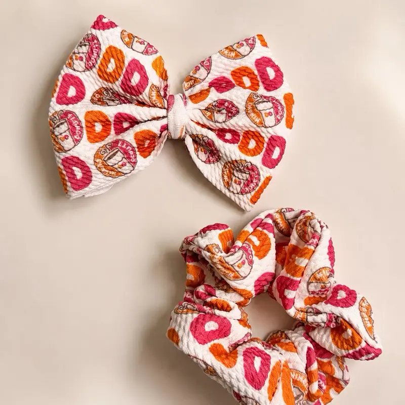 Mommy and Me Matching Scrunchie and Bow Set - Donuts