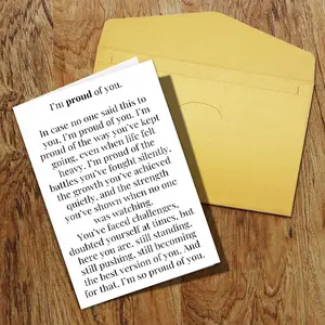 1pc "I'm Proud of You" Encouragement Greeting Card with Envelope - for Birthdays, Holidays, and Special Occasions - Inspirational Message for Friends, Family, Lovers, Sons, Daughters, Etc., Birthday Card, Motivational Card, Encouragement Cards