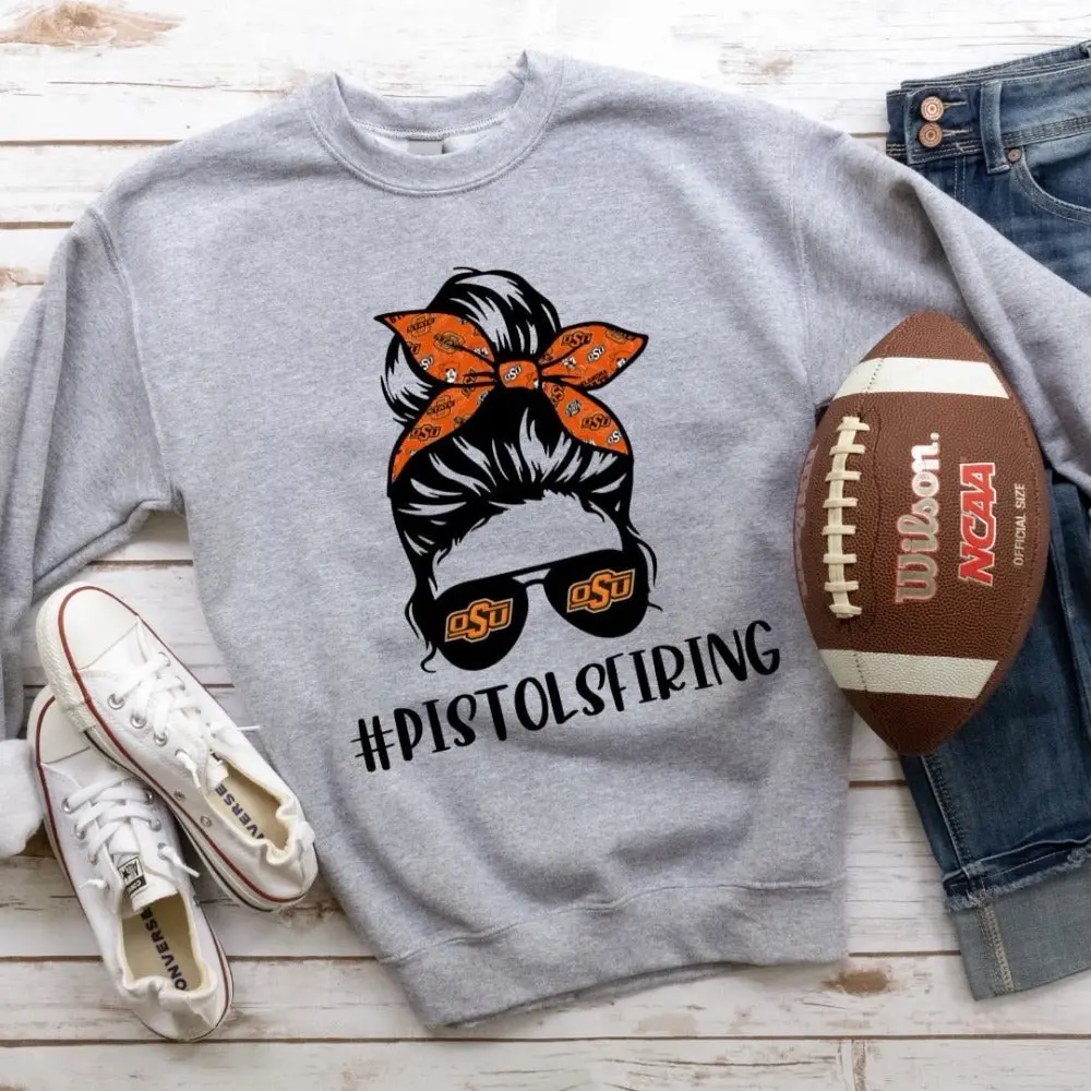 Messy Bun OSU Pistols Firing Sweatshirt