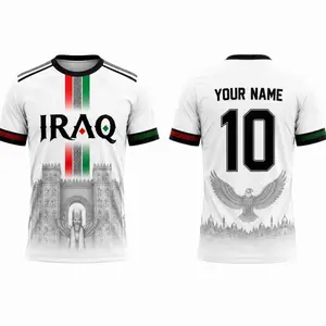 Custom Iraq Soccer Jersey, Personalized Football Kit, White Black Uniform