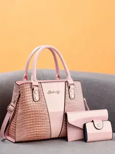 Women's Crocodile Pattern Handbag, Pu Leather Bag, Casual Tote Bag, Shoulder Bag, Crossbody Bag, Multi-Color, Large Capacity, Perfect Gift for Mom