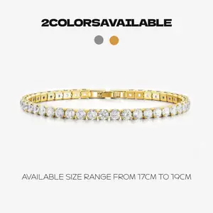 MINDEKA 14K Gold Plated 3-4mm Cubic Zirconia Classic Tennis Bracelet, Gold Bracelets for Women -Size 6.7-7.5 Inch