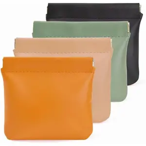 4 count Small Makeup Bag for Purse, Leather Portable Mini Makeup Bag,Snap Closure Organizer Pouch for  Cards  Lipstick  Accessories,Small Travel Kit Storage Pouch