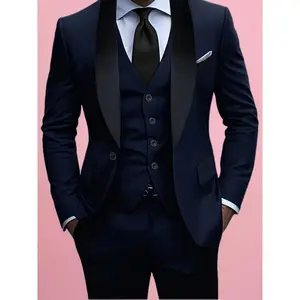 [Lightweight Design] Men's 3pcs Formal Suit Set - Solid Color, Includes Lapel Blazer, Vest, and Dress Pants - Ideal for Business Events, Graduations, Weddings, and Parties