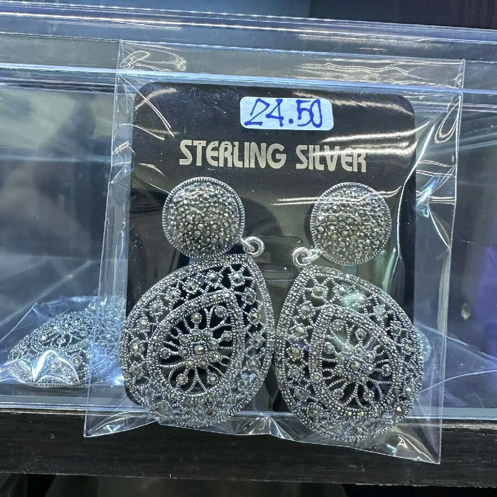 Sterling 925 Silver Marcasite Earrings