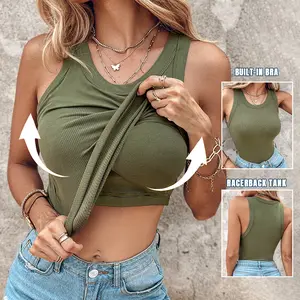 ChicMe Built-in Bra Tank Top Ribbed Racerback Tops Women Going Out Tops Everyday Basic Tanks Padded Tops ChicMe Built-in Bra Tank Top Ribbed Racerback Tops Women Going Out Tops Everyday Basic Tanks Padded Tops