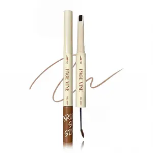 Double Ended Eyebrow Pencil with Angled Flat Tip and Brow Brush Waterproof Sweat Resistant Long Lasting Brow Pen Natural Soft Fog Finish Precision Shaping Easy Fill Eyebrow Makeup Tool for Daily Use Travel