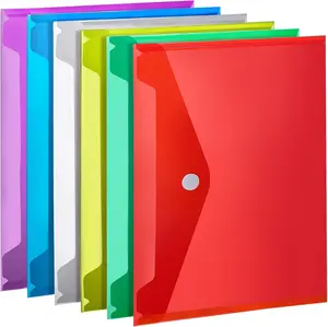Plastic File Folders for Documents, 6 Plastic Envelopes, Reusable Clear File Folders, File Bags, Document Holder, A4 Size