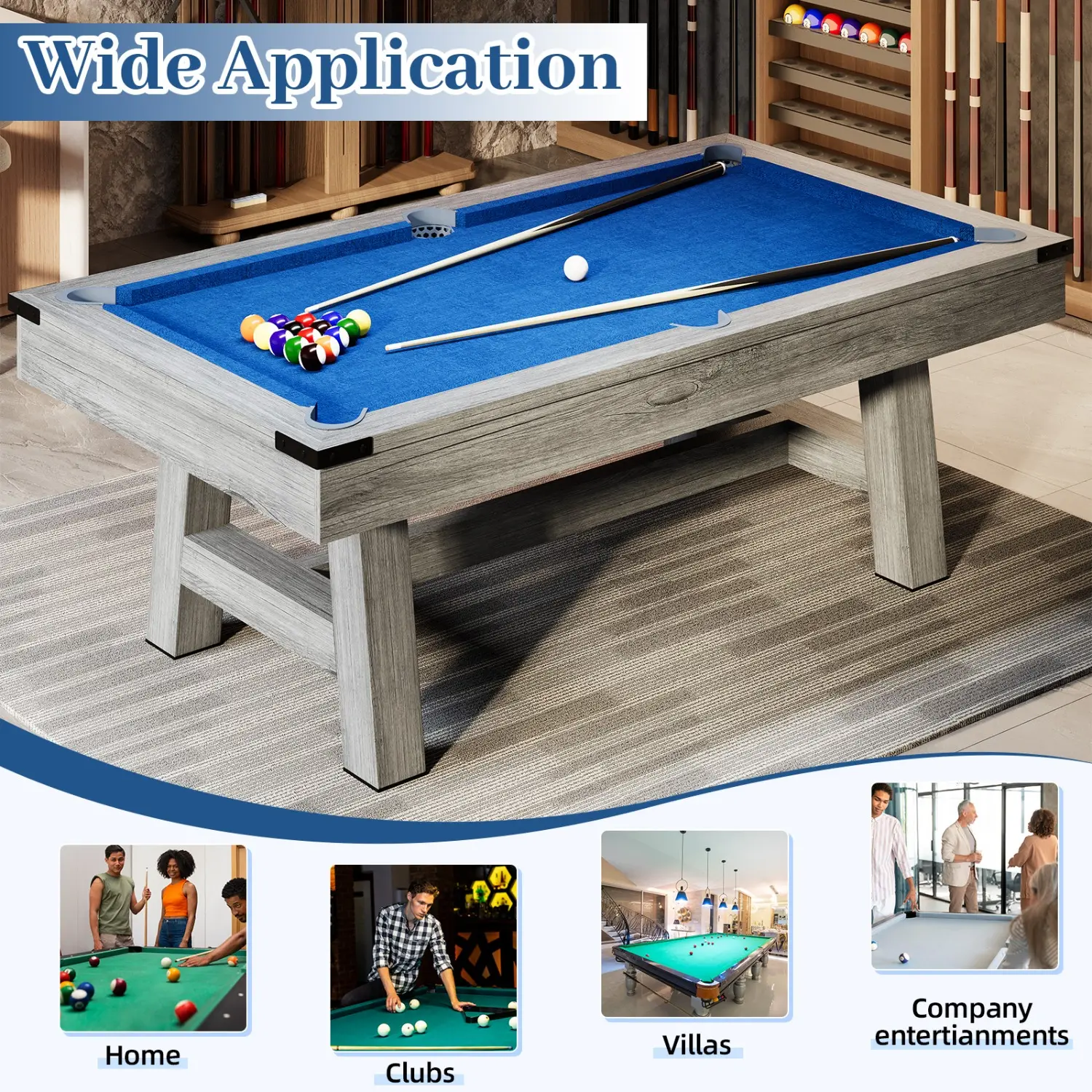 7' Wood-Finished Pool Table, Professional Billiard Table, Game Table, Game Table Set for Adults And Families