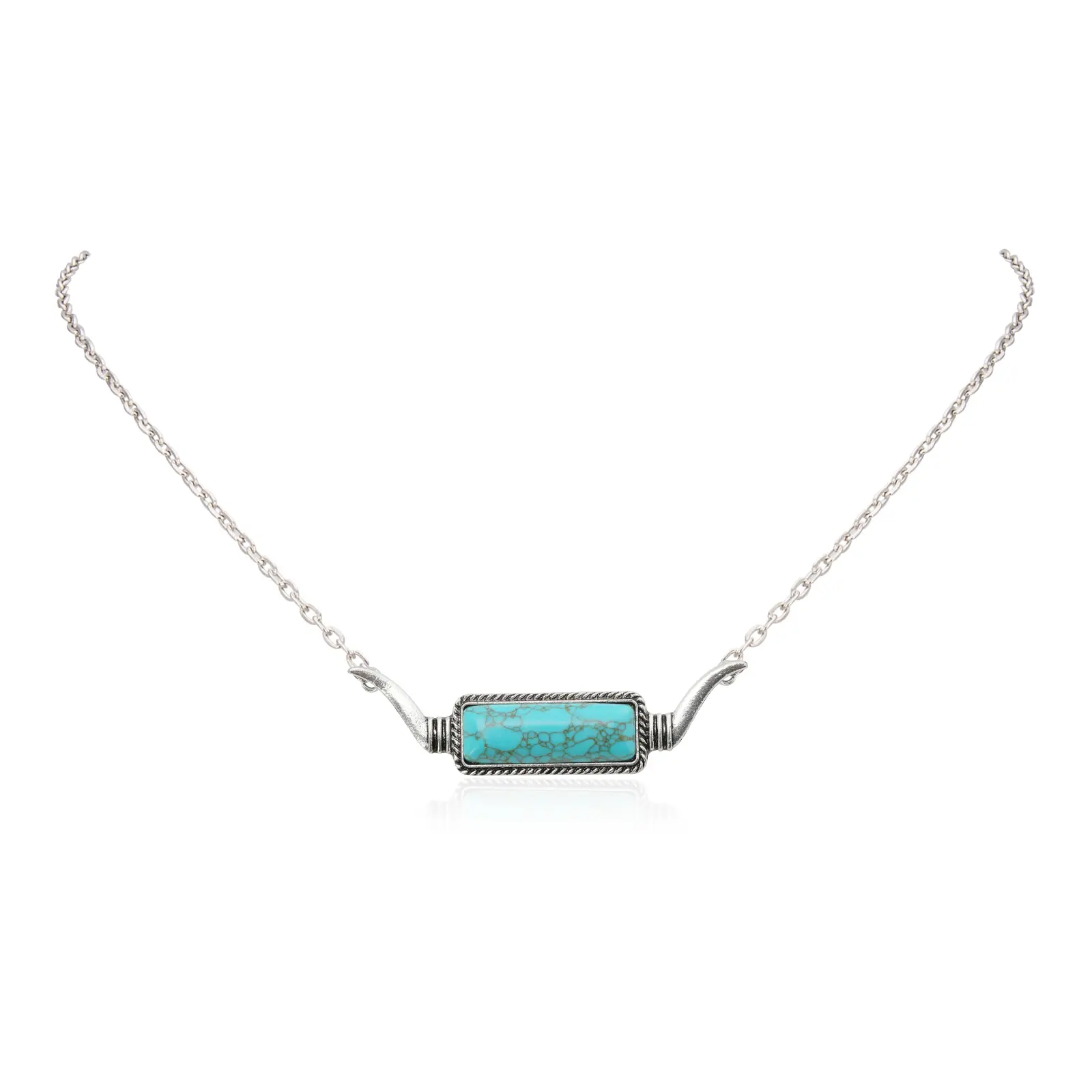 Rustic Couture's Women's Western Turquoise Cowgirl Necklace - Vintage Costume Jewelry with Concho Detailing, Reinforced Links, Western Elegance, Ideal for Rodeo Events, Daily Casual Wear, Elegant Accessory, Authentic American Western Aesthetic
