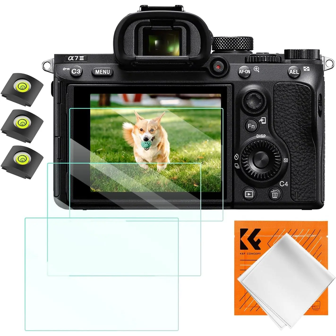 K&F CONCEPT 3-Pack Camera Screen Protector & Hot Shoe Cover Photography Camera Accessories, Screen Guard for Sony A9, A9II, A1, A7III, A7RII, A7RIII, A7RIV, A7II, A7SII, A7SIII, A7C, RX1, RX1R, RX10, RX10II, RX10III, RX10IV, RX100IV, RX100V, RX100VA