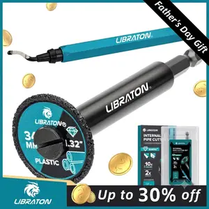 【Fathersdaygift】Libraton Inside Pipe Cutter for PVC Pipe, Internal Plastic Cutter Plumbing Tools Set with Deburring Tool, PVC Pipe Cutter Diamond Grit Cutting Wheel for Impact Drivers and Drills, PVC Cutter Tool