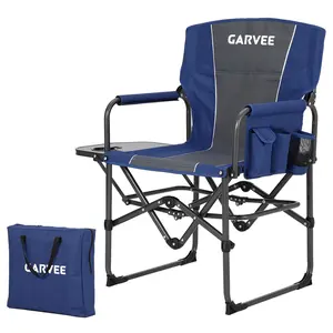 [FLASH SALE] Garvee Oversized Camping Directors Chair Portable Folding Lawn Chair with Side Table for Outdoor Beach Fishing Picnic, Heavy Duty