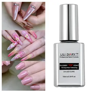 【LILI DIARY】 Nail Glass-Like Glossy Top Coat (HEMA FREE),  45 Days No Yellowing,Non-Wipe