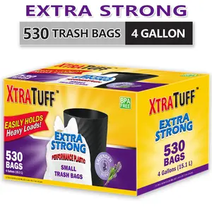 Box Of 530 Bags 4 Gallon Lavender Aroma Expandable Plastic Disposable Garbage Bags-Super Strong, Leak-Resistant Trash bag, Odor-Proof For Bedroom, Kitchen, Living Room, Outdoor, And Toilet Use - Convenient And Sanitary Waste Solution
