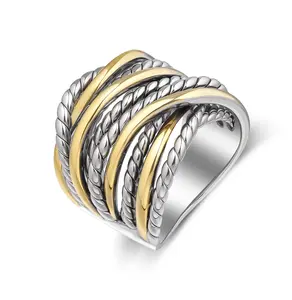 Aprilery Intertwined Metallic Band Ring - Textured Statement Jewelry for Women