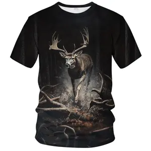 Unisex 3D Realistic Deer Buck Forest Print T-Shirt – Perfect for Hunting Trips, Outdoor Adventures, Casual Daily Wear, Ideal for Nature & Wildlife Enthusiasts