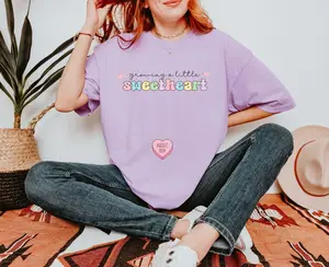 Comfort Colors® Personalized Growing A Little Sweatheart T-shirt, Pregnancy Announcement Tee, Baby Reveal Shirt, Expecting Mom Sweatshirt, Mother's Day Gift