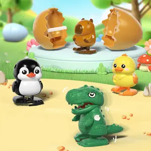 Surprise Toy Egg Dino Egg Wind-Up Walking Cute Animal Duck Hatch Out Card Pippi Baba Winding Up Running Educational Gift for Halloween Christmas Birthday