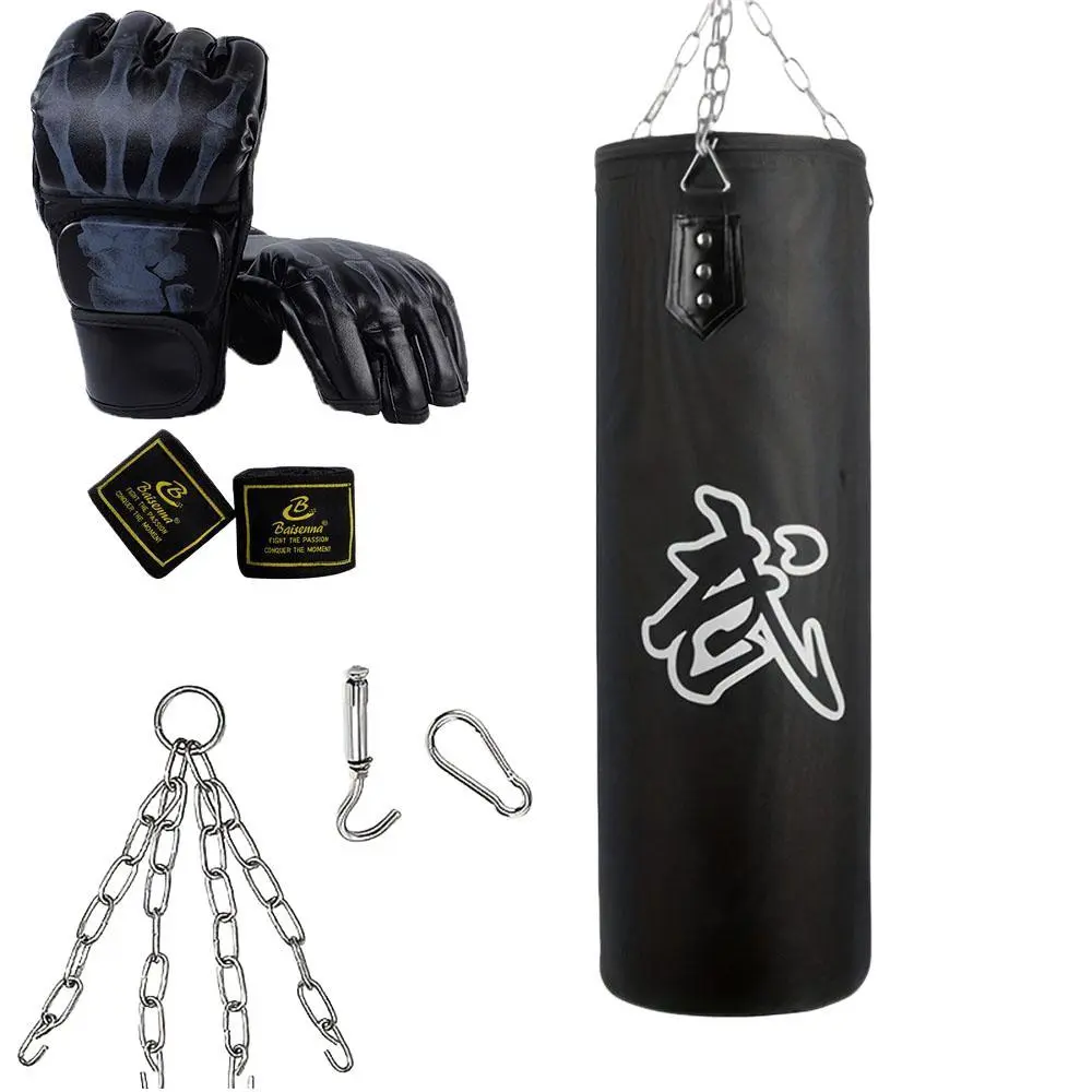 Boxing Sandbag Set, 1 Set Including Unfilled Sandbag, Boxing Gloves, Boxing Wraps, Chain & Hook, Boxing Equipment for Home Gym Workout, Ufc Gloves, Boxing Equipment for Training, Boxing Training Gear
