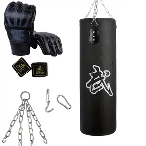 Boxing Sandbag Set, 1 Set Including Unfilled Sandbag, Boxing Gloves, Boxing Wraps, Chain & Hook, Boxing Equipment for Home Gym Workout