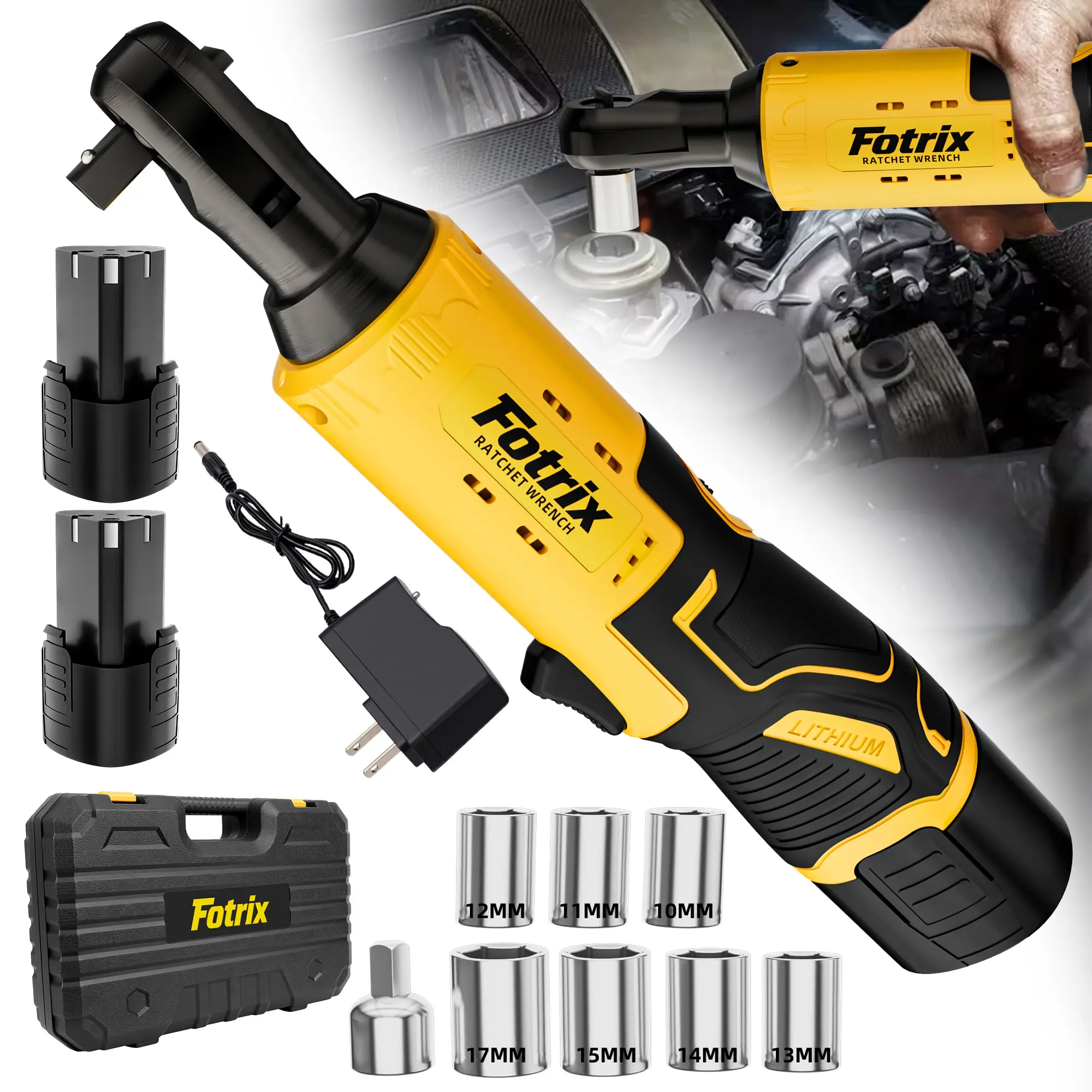 Electric right-angle ratchet wrench, socket ratchet wrench, 45 Nm high-torque tool, cordless torque wrench, automotive repair tools, for bolt and nut removal, professional power tools, car DIY, gift for boyfriend, tool set