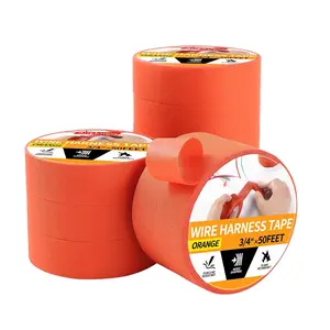 Flame Retardant Self-Adhesive Wire Harness Tape with Adhesive Backing, 10 Rolls High Friction Split-Loom Wrap for Automotive Engine Harness, Sound Deadening &  Management - Orange, 3/4"x 50