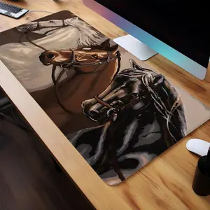 Horse Pattern Mouse Pad, Rectangle Gaming Mouse Pad, Office Desk Keyboard Mouse Pad, Non-Slip Rubber Base Stitched Edge Desk Pad for Home & Office, Desk Accessory