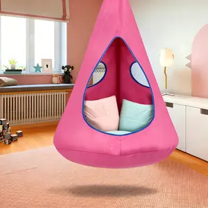 Extra Large Multi-Kids Pod Swing Chair, Inflatable Hanging Hammock Seat With Pillow, Kids Sensory Hanging Pod Swing, Indoor Outdoor Play Hammock, Ideal Holiday Gift For Multiple Children