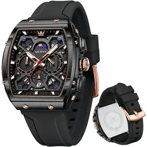 OLEVS Mens Watches Chronograph Waterproof Luminous Silicon Strap Multifunction Watches for Men Quartz Business Calendar Men Wrist Watch