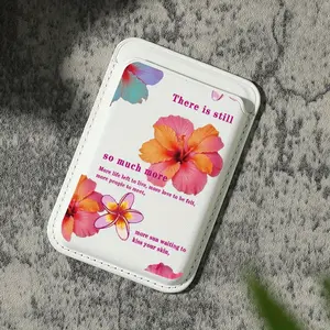 2025 New Luxury Fashionable Exquisite Flower Pattern Artificial PU Leather Magnetic Card Holder for iPhone 16  PU Leather wallet attachment, Holds 1-2 Cards, Equipped with built in security pocket KA1