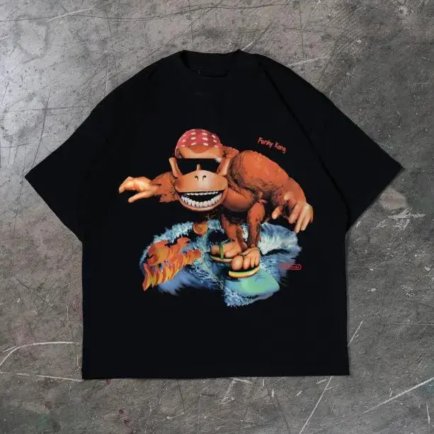 Funky Kong Surf Vintage Graphic T-Shirt |   Funny Meme Animal Tee |   Gothic Grunge Y2K Emo Style |   Amity Affliction Inspired Streetwear |   Unisex Casual Top for Men & Women