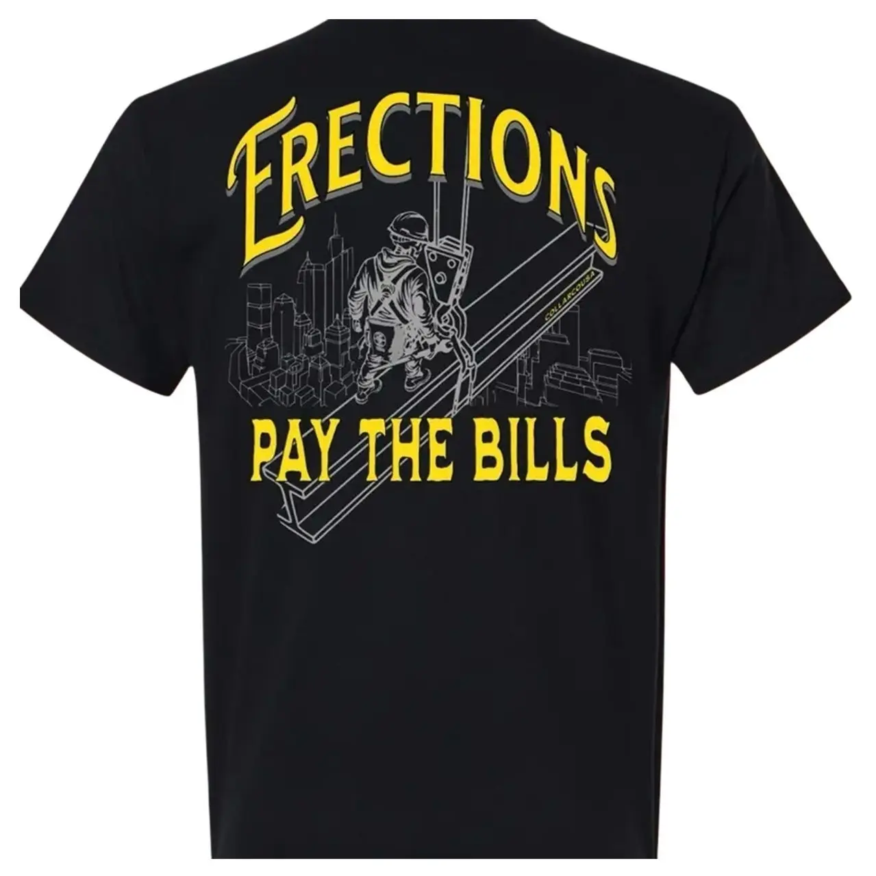 Ironworker T-Shirt, Erections Pays the Bills Shirt, Funny Blue Collar Tee, Construction Worker Graphic T-Shirt, Men’s Casual Streetwear Top