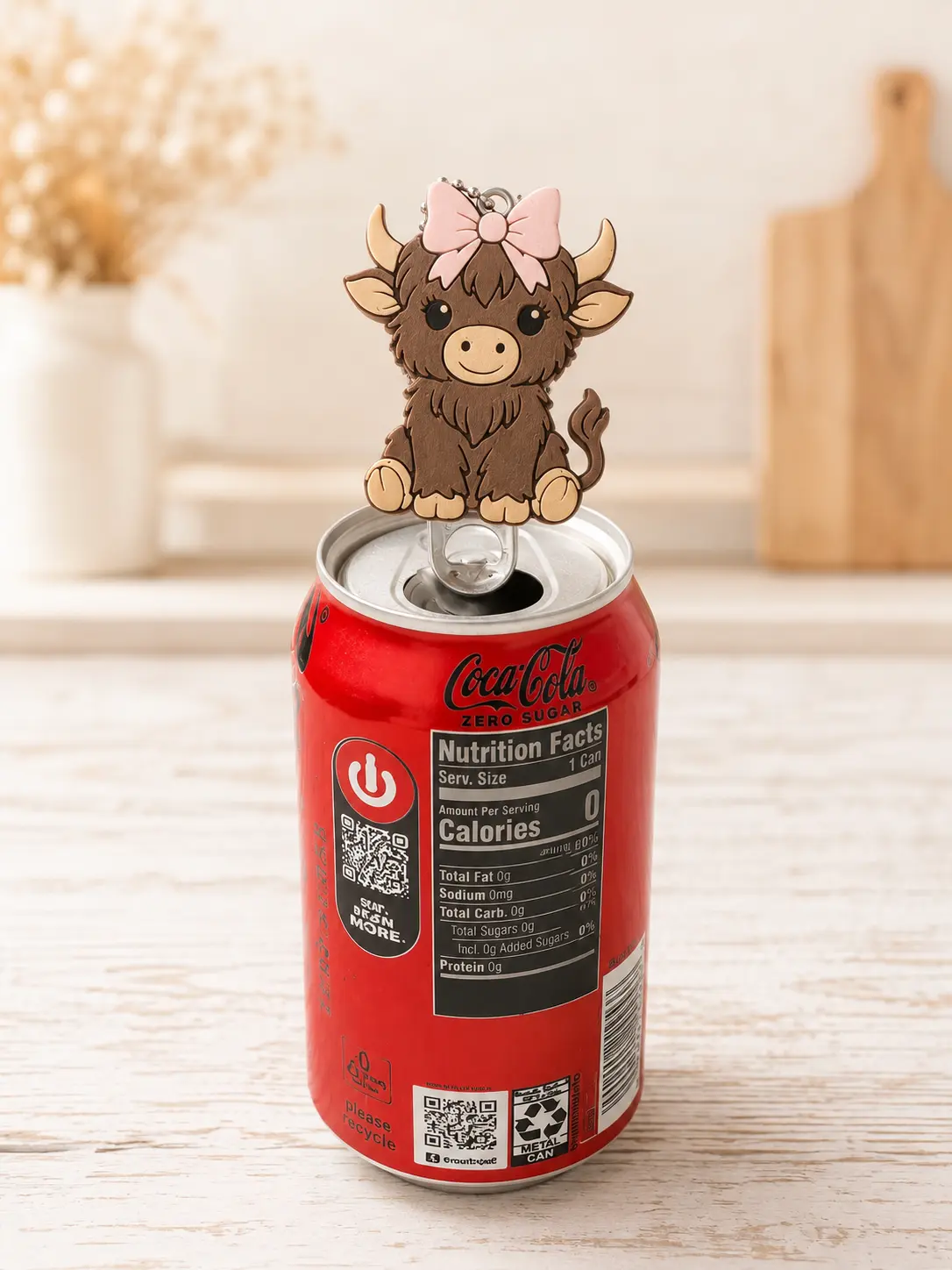 Highland Cow Can Opener & Nail Saver Keychain – Cute 3D Printed Drink Accessory