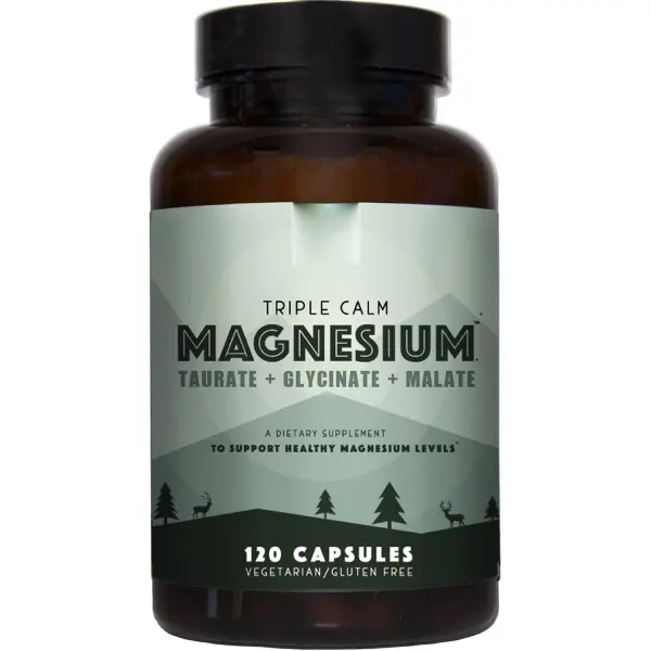 Triple Calm Magnesium Complex - 120 Capsules, Chelated Magnesium Glycinate, Taurate & Malate, High Absorption Supplement for Sleep, Stress, Muscle & Heart Support, Non-GMO, Vegan