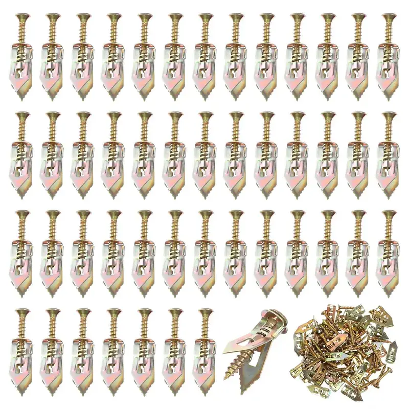 200 Self-Drilling Drywall Anchors with Screws, 200 Gypsum Board Anchors , and 200 Zinc Expansion Screws, 2026 Upgraded Galvanized Steel, No Drilling Required, 66 lbs Weight Capacity, for Wall Mounting.Self-Drilling Drywall Anchors and Screws Set