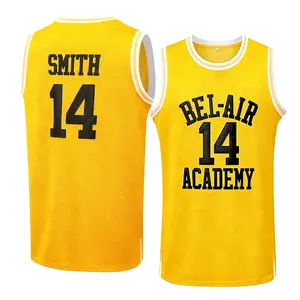 90s The Fresh Prince of Bel Air Academy #14 Basketball Jersey，Letter Embroidery Party Vest，Unisex