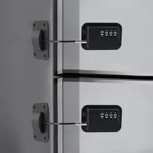 Refrigerator Lock for Adults & Kids, 2 Pack Combination Fridge Lock with, No Child Safety Cable Lock for Freezer, Cabinets, Drawers, Mini Fridge, Tool-Free, Black