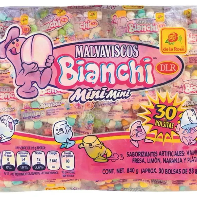 De La Rosa Bianchi Mini Rainbow Marshmallow Packets, Assorted Fruit Flavors, 30 Count