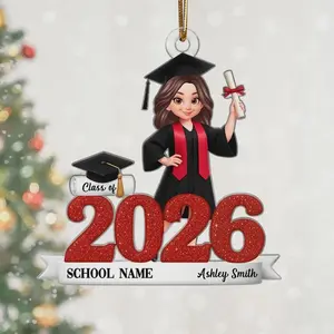 Class Of 2025 2026 Senior Ornament, Personalized Acrylic Ornament, Christmas Gift For