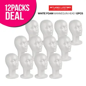 12pcs - Studio Limited White Styrofoam Mannequin Head Display