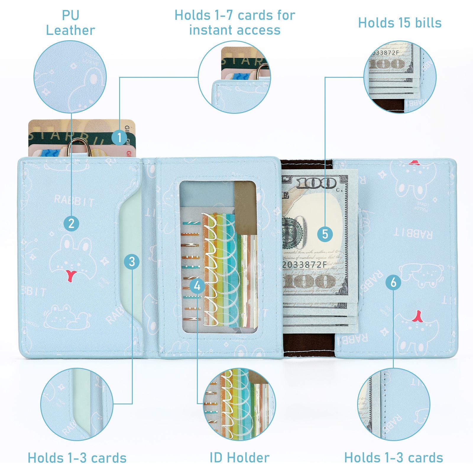 Leather Wallet Card Holder with Boho Style Bracelet - Pop Up Aluminum Case,Slim,Minimalist 9-14 Card Capacity | ID Window | Cash Slot,Gifts for Women,Mother's Day Present