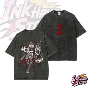 Naruto Kurama Sharingan ---Short Sleeve Cotton Unisex Retro wash Tee